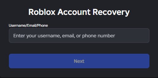 Roblox password recovery page