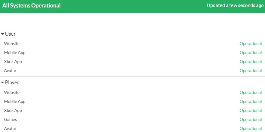 Roblox Status Page showing Avatar service status