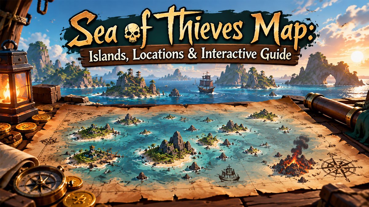 Sea of Thieves map showing islands and locations