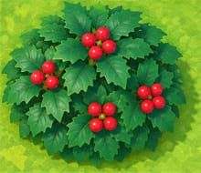 Holly bushes with red berries and green leaves in ACNH