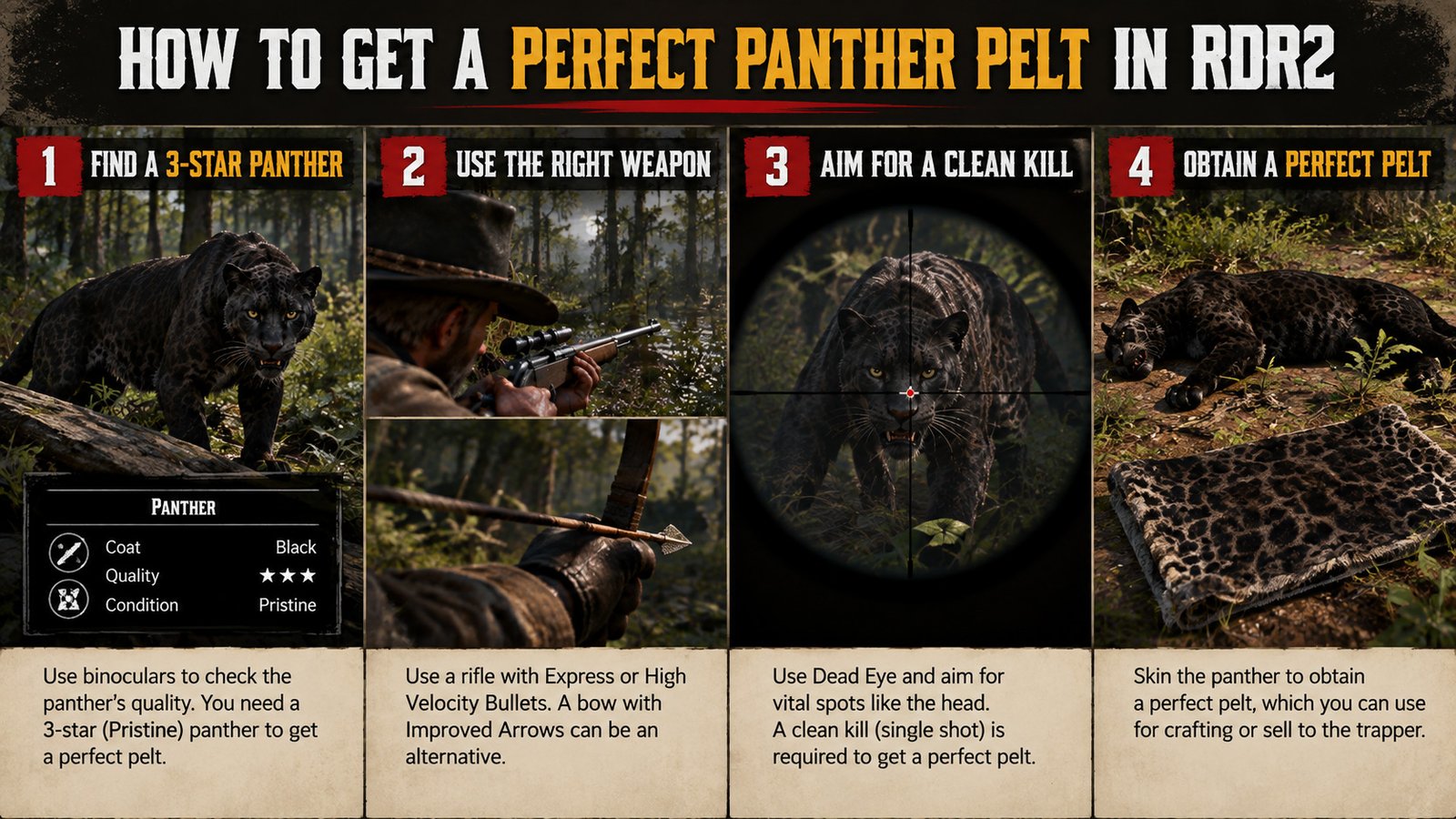 How to get a perfect panther pelt in RDR2